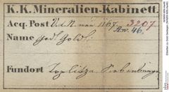 Etiketten zu Gold Gediegen (NHMW-MIN-Aw46)